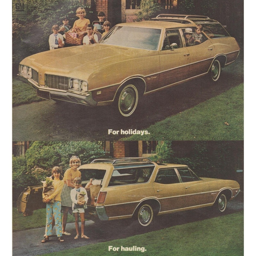 1970 Oldsmobile Vista Cruiser Wagon 1969 Vintage Print Ad Mid Century Family Car